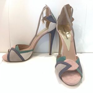 EMPORIO ARMANI Suede Multi Color Sandals Sz 40